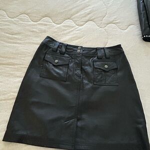 INC International Concepts Leather Black Mini Skirt